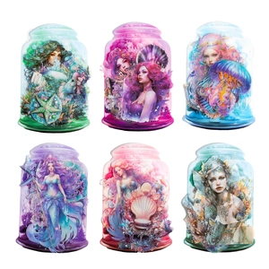 Set de stickers PET sirène artistique en six designs de flacons décoratifs pour scrapbooking
