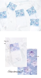 Detail of blue butterfly wave and purple floral vintage scrapbooking paper sheets