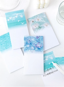 Artistic rectangular memo pads with sea and butterfly designs for DIY journaling