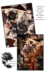 Collage estético de papeles decorativos de rosas vintage oscuras en ambiente gótico