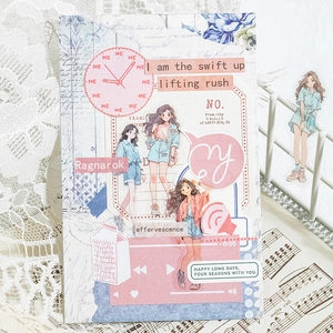 Time Whispers PET tape featuring anime girl illustrations for scrapbooking and journal decor