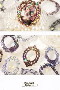 Baroque retro frame PET tape with holographic details and vintage oil painting sticker