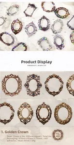 Detailed PET tape showing vintage baroque frame stickers with pearls and blue sapphires