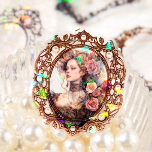 Baroque Vintage PET Tape Stickers Gemstone Secret Language Series Retro Frame DIY Scrapbooking Material Journaling Decorative Tape