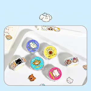 Detailed view of cute cartoon animal washi tapes with puppy and capybara motifs
