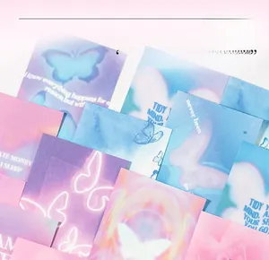 Detailed view of 15 unique Y2K aesthetic decorative cards with butterfly and dream motifs