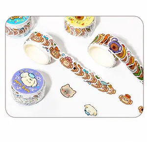 Close-up of animal washi tape rolls showing Puppy Diary and Capybara patterns 100 stickers