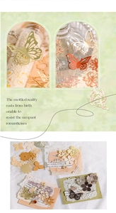 Détail d'autocollants évidés vintage avec fleurs et papillons pour scrapbooking DIY