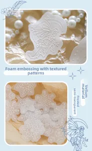 Detail van 3D-reliëfstickers en doorschijnend perkamentpapier voor scrapbooking