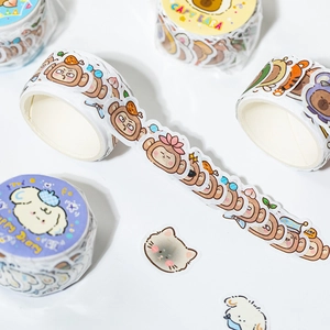 Cute Capybara and animal cartoon washi tape rolls for scrapbooking decoration set