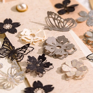 Matériel Décoratif Ajouré Fleur et Papillon Papier Spécial Vintage Esthétique Décoration pour Scrapbooking DIY Autocollants