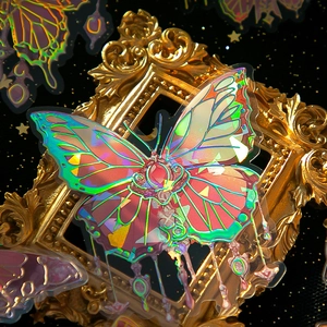 Holographic butterfly sticker with shell light effect for DIY journaling decoration