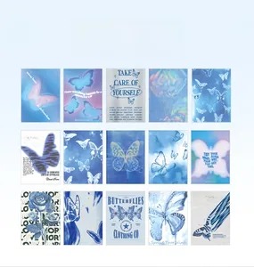 Detailed macro view of vintage blue butterfly and floral material paper for journaling