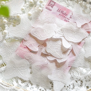 30 stuks witte 3D vlinderstickers met kanttextuur voor scrapbooking en DIY knutselen