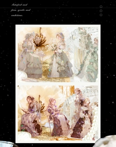 Detailed PET sticker of Victorian noblewomen with elegant iridescent shell light finish