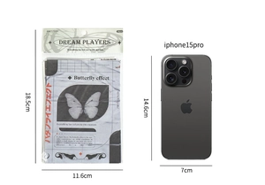 Retro butterfly scrapbooking paper size comparison with phone showing 30 sheets pack