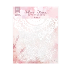 White Dream serie scrapbooking set met 30 reliëf vlinderstickers voor handwerk decor