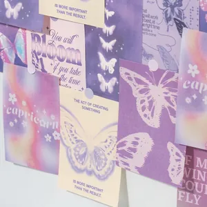 Dream Player purple butterfly aesthetic wall art cards and journal collage material set