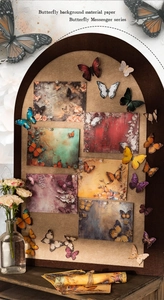 Macro view of vintage butterfly messenger material paper for scrapbooking and art