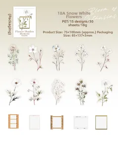 Macro detail of PET floral stickers with vintage film frames for journaling decor