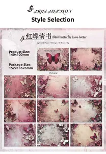 Detailansicht Red Butterfly Love Letter Vintage-Papier für Scrapbooking mit Blumenmotiven