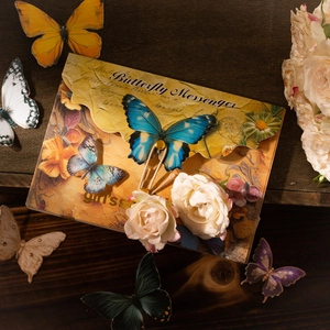Retro Butterfly Messenger scrapbook paper set with vintage butterfly and rose motifs