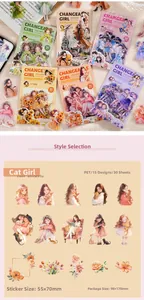 Détails du lot de 30 autocollants PET de filles anime pour décoration scrapbooking