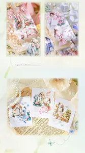 Detail of vintage matte PET tape with floral patterns and 3D oil relief effect