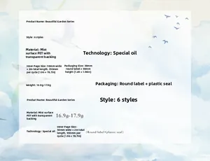 Specifications for Beautiful Garden Series matte PET tape with special oil finish details