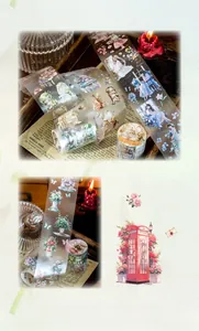 Detailed pattern of floral tape with garden theme and vintage elements for journaling