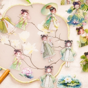 Set d'autocollants PET de filles de style antique pour scrapbooking et décoration