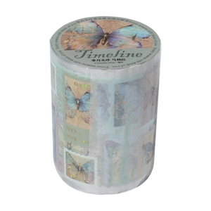 Timeline retro gold-foiled butterfly stamp washi tape for journaling, 5.5cm x 2m loop