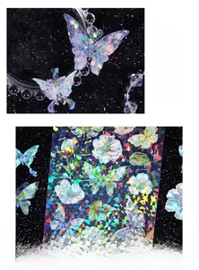 Detailed holographic laser butterfly stickers with shimmering shell light finish