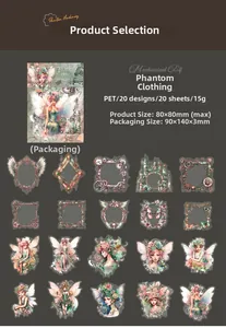 Lámina de pegatinas PET Mechanical Elf con hadas steampunk y diseños de marcos retro