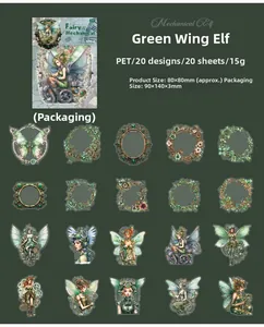 Pegatinas PET Mechanical Elf con 20 diseños de naturaleza y steampunk para álbumes