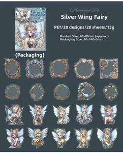 Set de pegatinas PET Mechanical Elf con engranajes steampunk y alas de elfo
