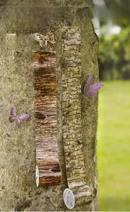 Macro detail of wood and bark texture washi tape on a real tree trunk background