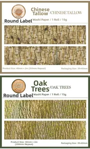 Detailed close-up of realistic forest wood grain washi tape for DIY journal decoration