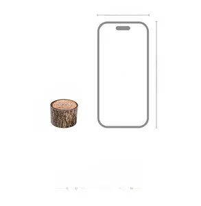 Detailed size comparison of wood pattern decorative tape roll next to a phone silhouette