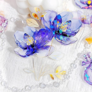 Vintage Floral PET Sticker Flowery Appointment Series Transparent Gold Stamped Scrapbooking Decor Decorative Sticker Sheet