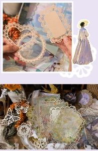 Detailed laser-cut lace paper with vintage oil painting patterns for DIY scrapbooking