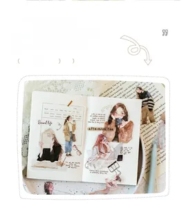 Detail of PET waterproof stickers featuring stylish women in urban leisure life scenes