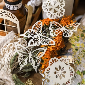 Vintage style hollow butterfly and floral paper craft decorations for DIY scrapbooking