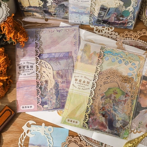 Vintage oil painting scrapbook paper pack with 50 sheets and lace cover for DIY art crafts