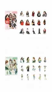 Detailed view of hand-drawn watercolor urban fashion girl PET stickers for scrapbooking