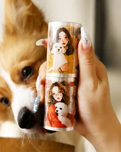 Close-up of PET decorative tape featuring colorful girl and pet dog illustrations