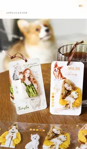 DIY card decoration using PET stickers with hand-drawn cat and dog illustrations
