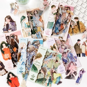 30-piece PET sticker set featuring urban casual character illustrations for scrapbooking