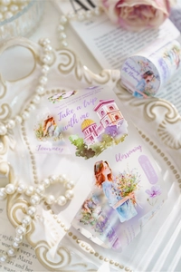 French vintage watercolor PET tape featuring European buildings and travel motifs