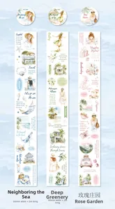 Detailed macro view of PET travel stickers featuring hand-painted watercolor theme designs